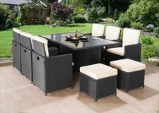 CUBE RATTAN GARDEN FURNITURE SET CHAIRS TABLE OUTDOOR PATIO WICKER SUMMER 2024
