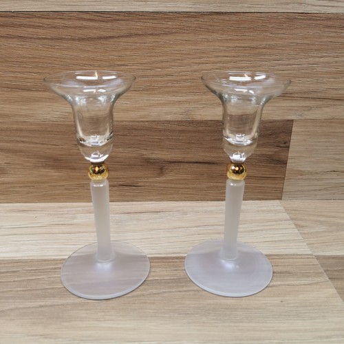 Pair vintage frosted stem - frosted, &