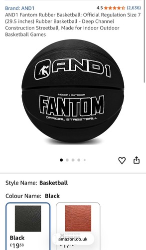 And1 fantom rubber basketball - rubber,