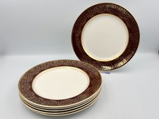 6x Vintage Crownford Burslem Burgundy & Gold Gilding 20.5cm Side Plates 