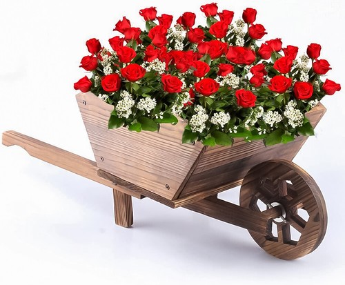 Wooden wheel barrow - wheel, planter
