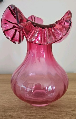Vintage cranberry glass vase - glass,