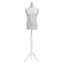 Male White Tailors Mannequin  Dummy For Dressmakers with White Wood Tripod