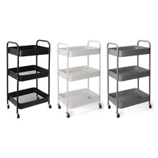 Storage Cart with 3-tier Rolling Utility Trolley with Lockable Wheels & handles