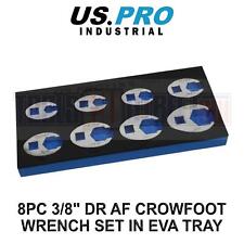 US PRO INDUSTRIAL 8pc 3/8" Drive AF Crow Foot Wrench Set EVA Tray 7523