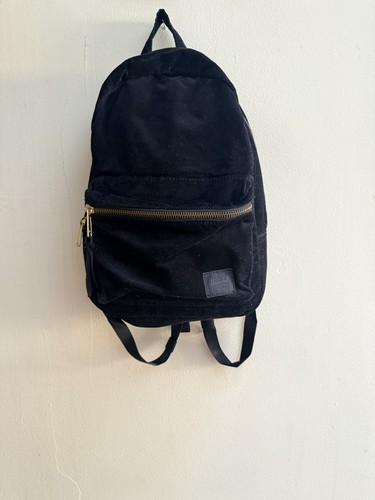 Herschel black velvet backpack - black,