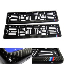 2x Real Carbon Fibre Euro Car Licence Number Plate Holder Surround Frame For BMW