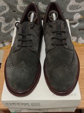 *NEW* Men's Geox Respira U Garret Grey Suede Brogue Style Shoes Size 10/44