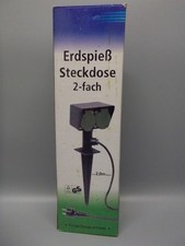 Ground Spike Socket, 2-Fold, For Outdoor Use, IP44, 3500 W, Black. #K-457-02