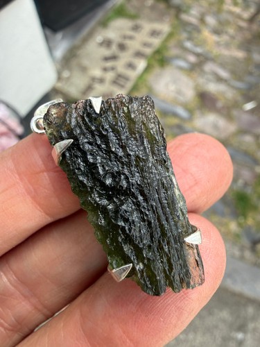 Moldavite crystal pendant - moldavite,