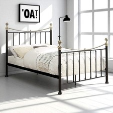Hampstead Black & Brass Traditional Metal Bed Frame- Single / Double / King Size