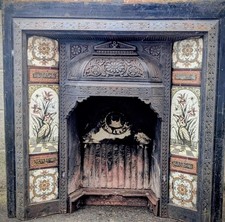 Superb Victorian Cast Iron Tiled Fireplace - Fantastic Tiles - UK Delivery 