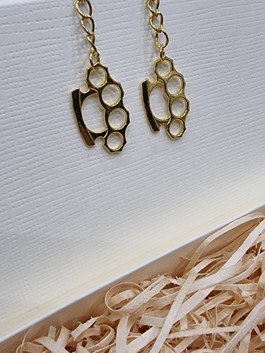 Gold knuckle duster earrings - gold,