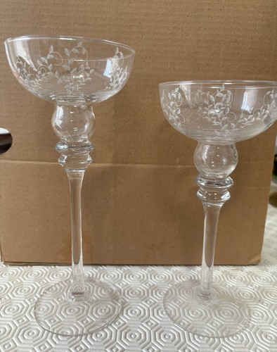 Set clear etched floral - etched,