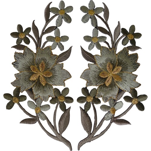 Pair flower patches iron - pair,