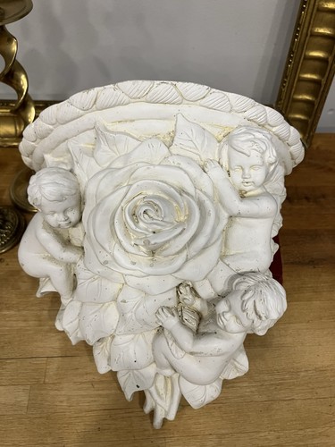 Wood plaster cherub garden - wood,