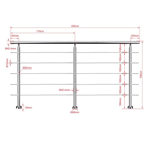 Stainless steel handrail for - steel,