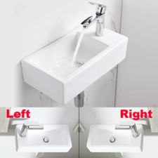 Small Bathroom Wall Hung Cloakroom Ceramic Compact Hand Wash Basin Sink White