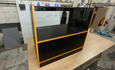 Shop display counter black retail display units glass show case storage shelves 