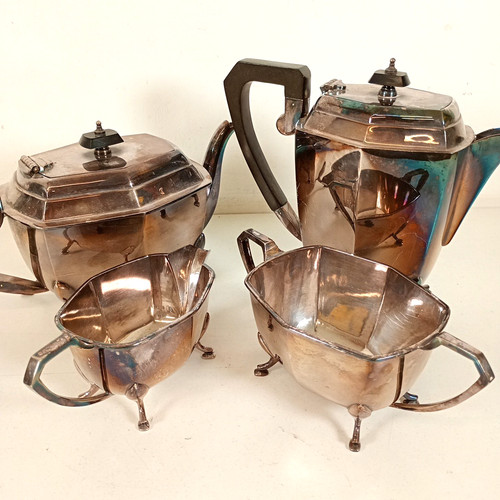 Art deco footed silver plate - deco,