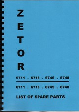Zetor 5711/5718/5745/5748/6711/6718/6745/6748 Illustrated Tractor Parts Book
