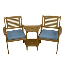 Wooden Companion Love Seat Garden Chairs 2 Tier Table Parasol