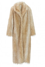 Long Faux Fur Coat Grizzly Feather Effect Blonde White Size 12 Lined Quality