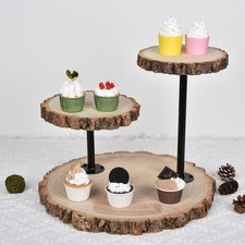 3 Tiered Rustic Wooden Wedding cake/ Cup Cake stand Round Dessert Display Rack