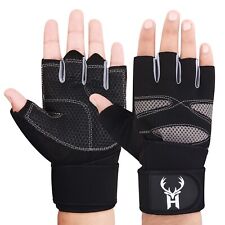 HHH Weight Lifting Gym Workout Gloves with Wrist Wrap Support for Men & Women