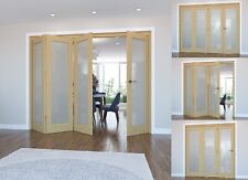 Oak Internal Bifold Doors Unfinished Shaker 1 Lite Frosted Glz 3 & 4 Door Option