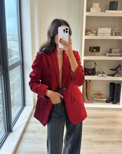 New zara 2023 red fitted - red,