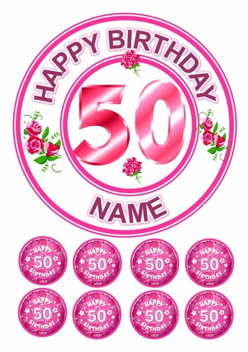 50th female personalised round - 50th,