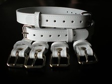 Dolls Pram Coach built vintage pram real leather  suspension straps in White