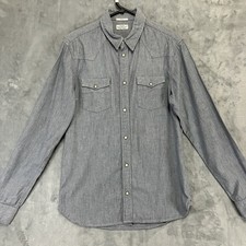 ALL SAINTS Mens Murai Shirt Grey Long Sleeve  Pearl Snap Size Small