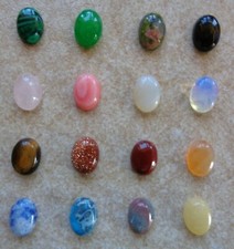 3pcs Oval 6x8mm Natural/Synthetic Semi Precious Loose Gem Stones Cabochons Cameo