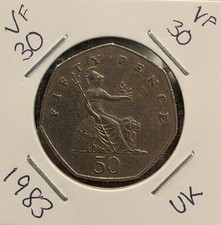 1983 50p FIFTY PENCE COIN BRITANNIA UK LARGE OLD STYLE VERY FINE CONDITION