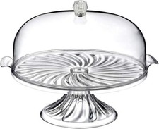 Cake Stand Large with Lid Dome Crystal Effect Finish Cake Display Serving Plate