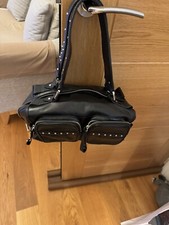 Billy bag black leather soft bowling bag zip SHW women studs