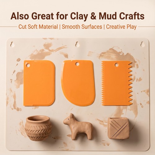 3pcs set plastic icing scraper - plastic,