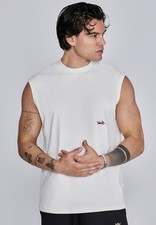 SikSilk Mens Ecru Sleeveless