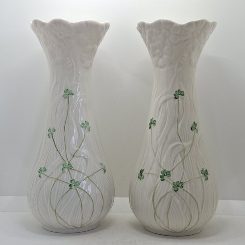 Belleek daisy vase pair - vase,