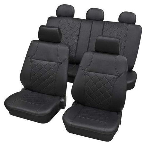 Black leatherette luxury car - black,