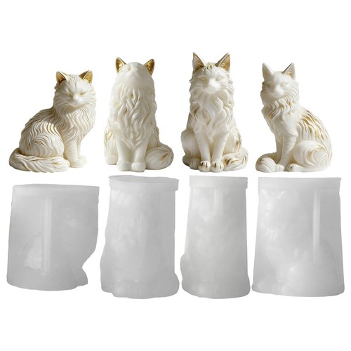 Cat silicone candle mold - 3d,