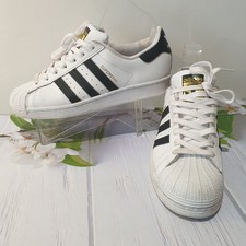 ADIDAS Mens UK 7 TRAINERS Superstar White Black Stripes Lace Sneakers