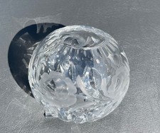 Cut Glass Lead Crystal Rose Bowl Vase with etched flower Design 