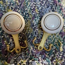 Ceramic Wall Hooks Gold Accent