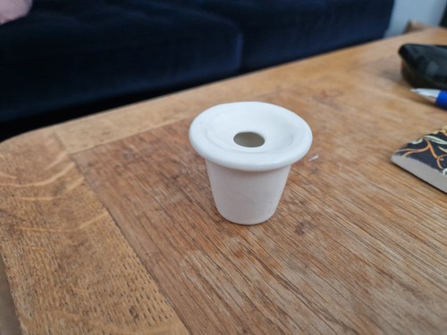 White vintage ceramic inkwell - white,