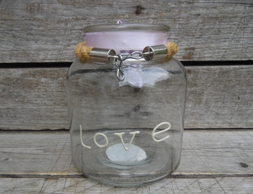 Shabby chic love stamped glass - shabby,