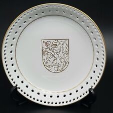 Vintage Furstenberg Germany Dish Plate White Gold Trim Griffin Coat Of Arms VGC