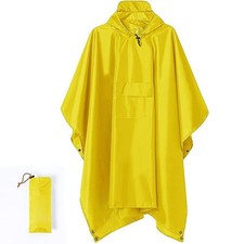 Adult Reusable Rain Poncho Waterproof Raincoat Bicycle Cover Hooded Cape Hiking